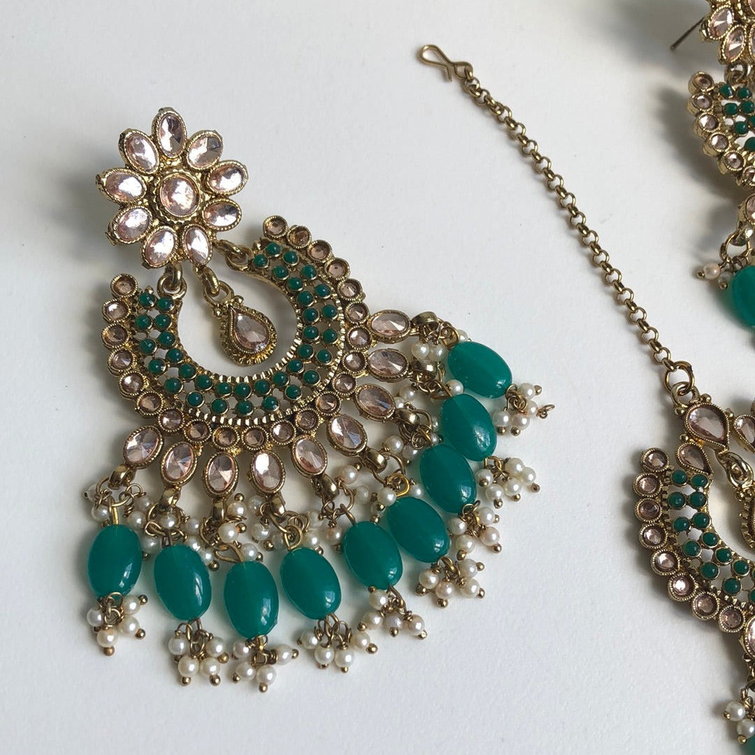 Deep Green Earring Tikka Set