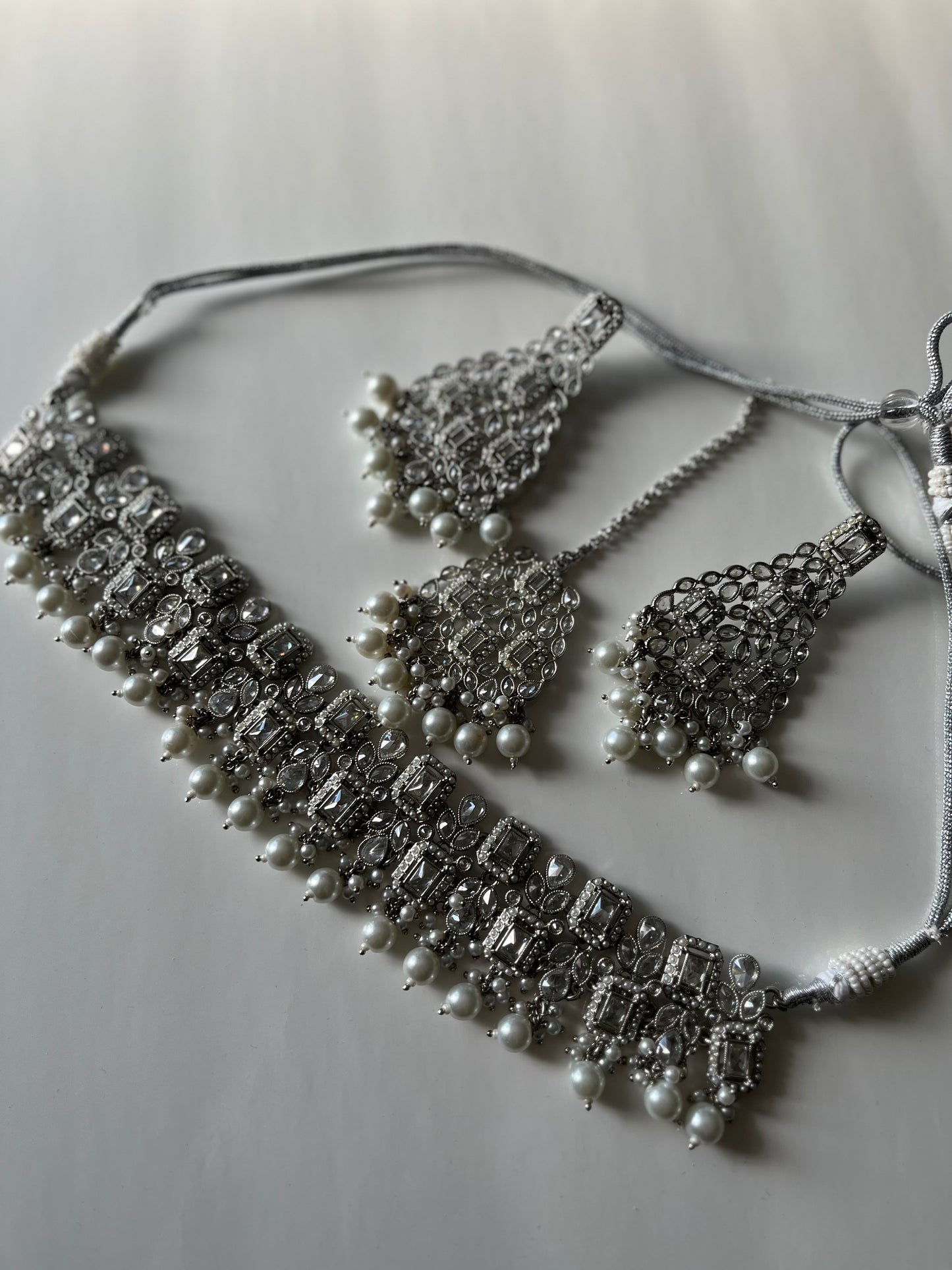 Silver Statement Choker/Necklace Set