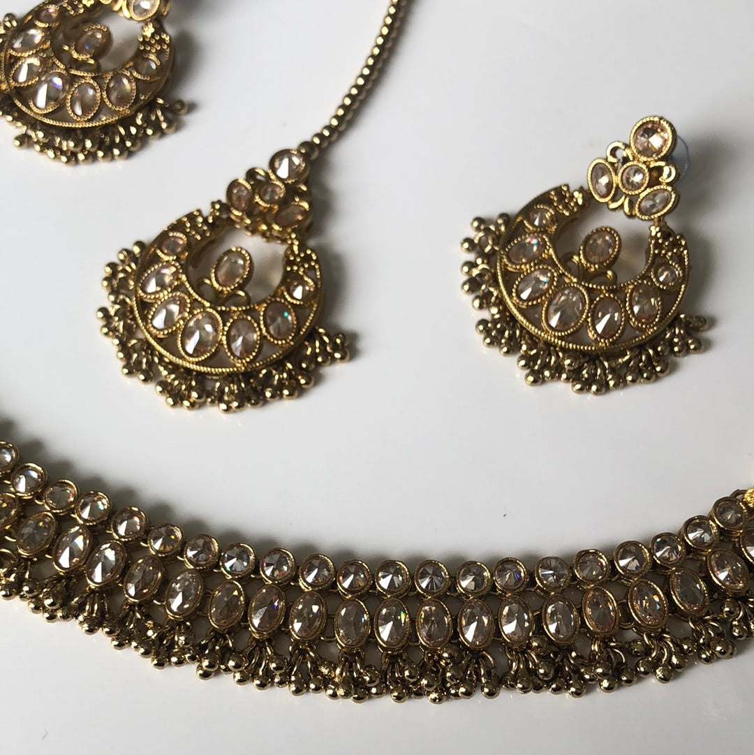 Pearless Gold Polki Necklace Set