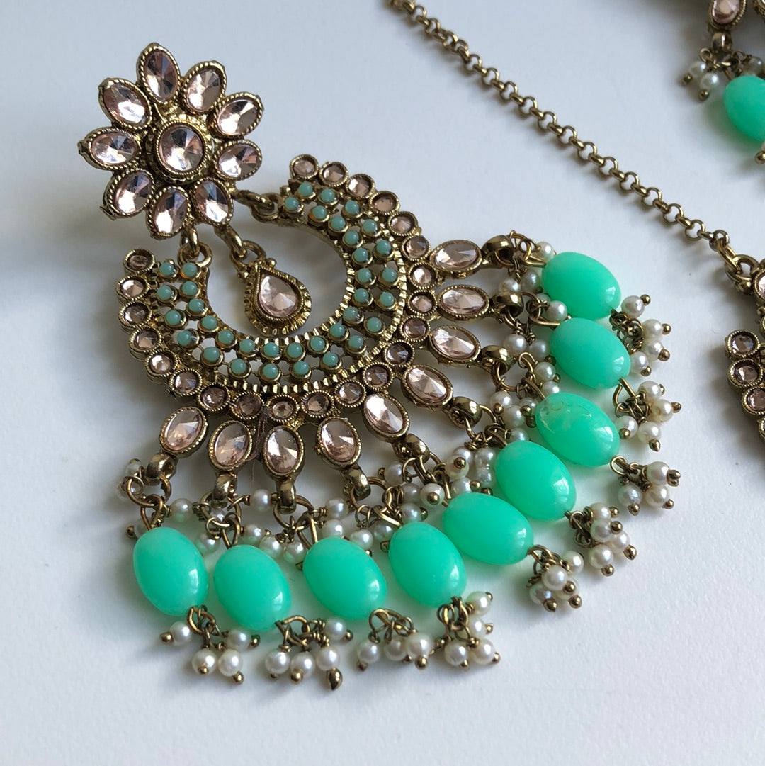 Neon Green Earring Tikka Set