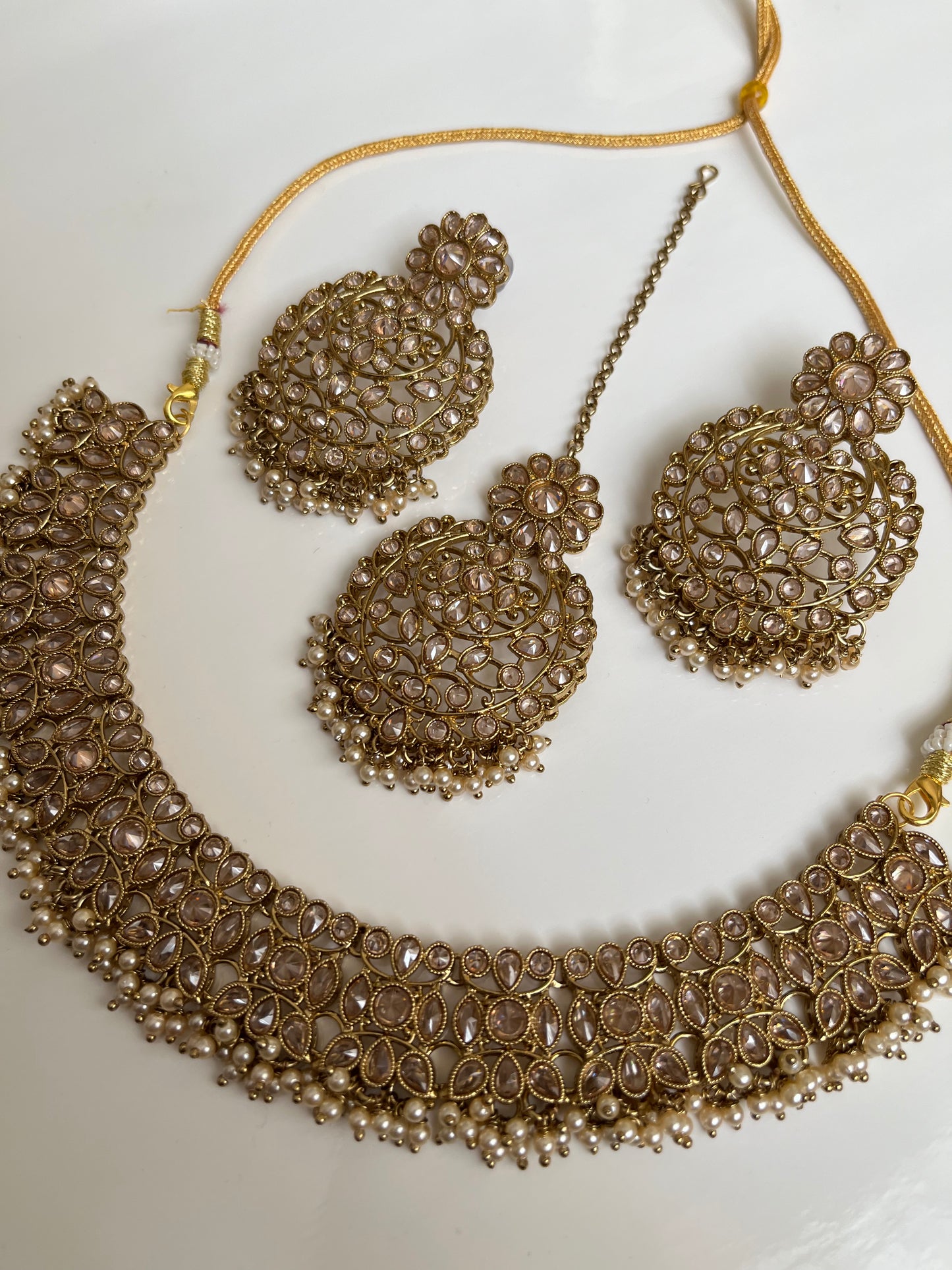 Round Gold Polki Necklace Set