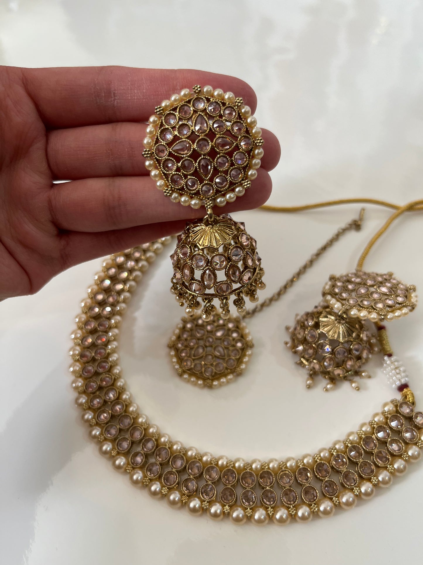 Double Layer Gold Jumke Necklace Set